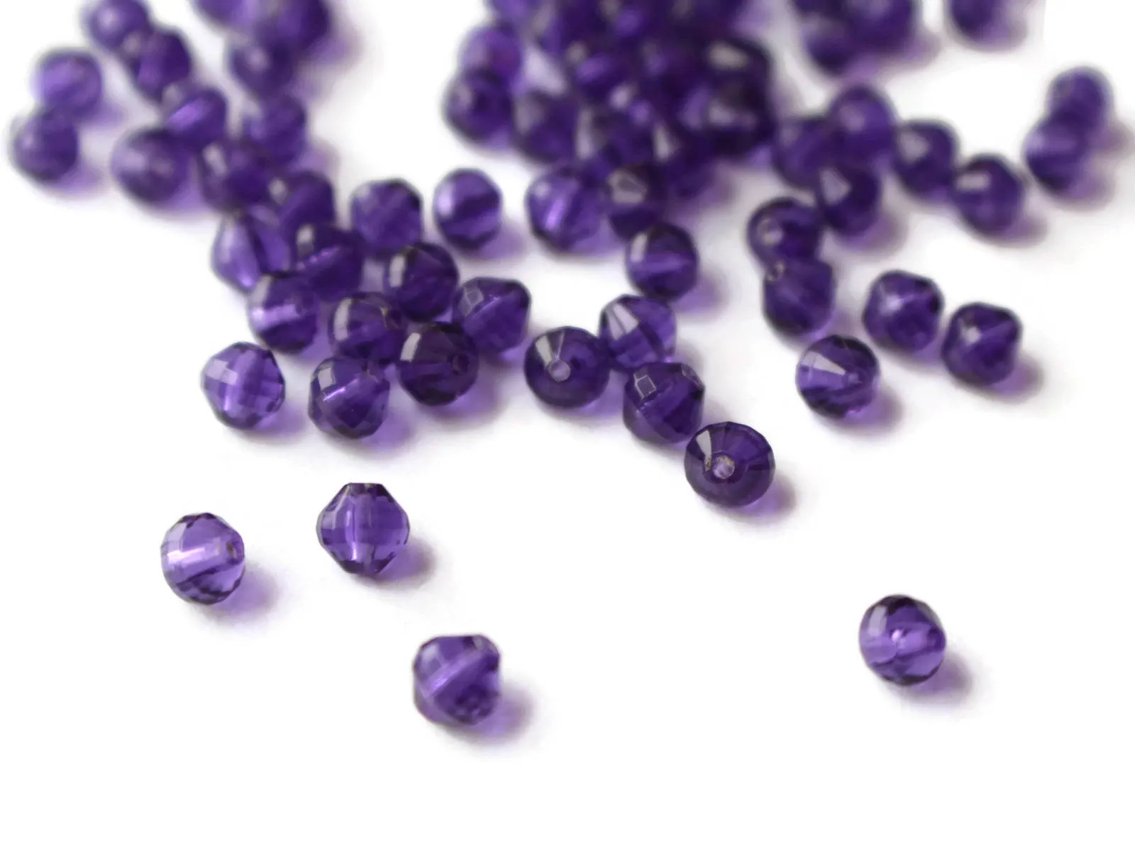 100 5mm Beads Regal Deep Purple Beads Faceted Bicone Beads Acrylic Beads Plastic Beads Loose Beads