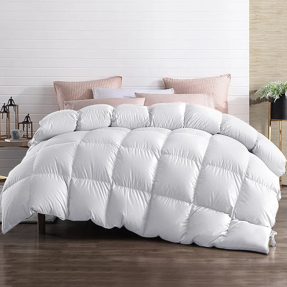 700GSM Goose Down Feather Quilt, Cotton Cover, Queen - Giselle Bedding