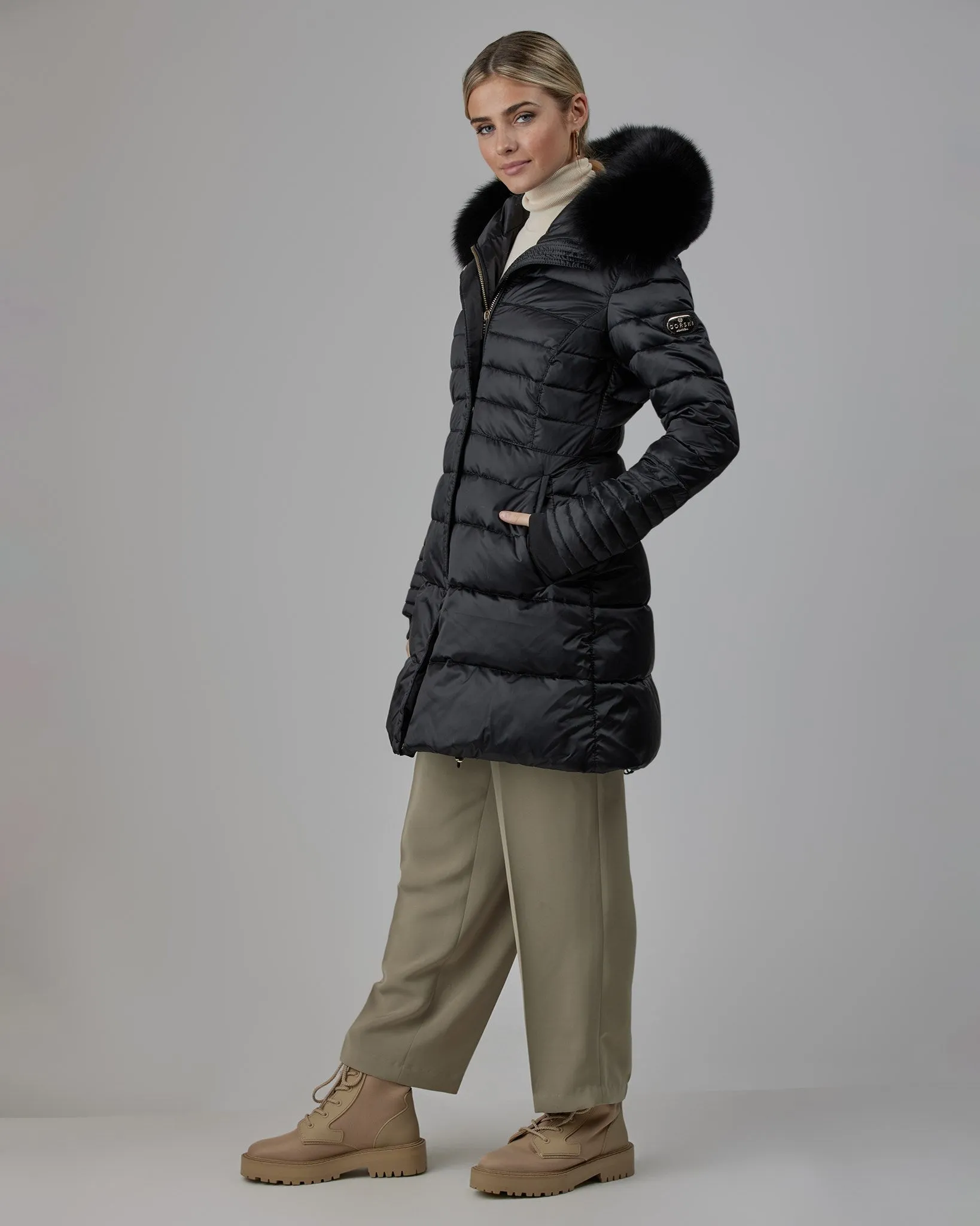 Après-Ski Jacket with Detachable Fox Hood Trim