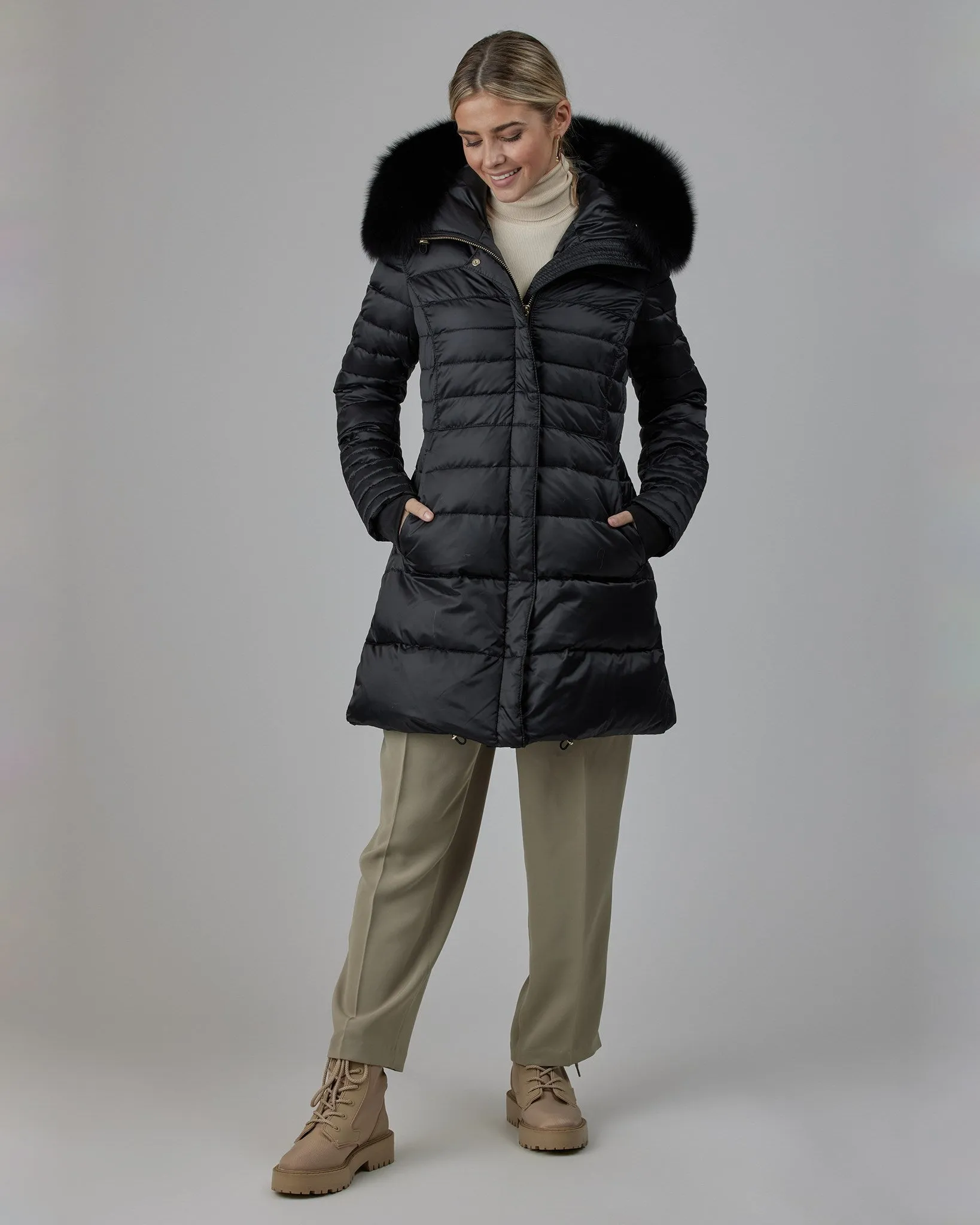 Après-Ski Jacket with Detachable Fox Hood Trim