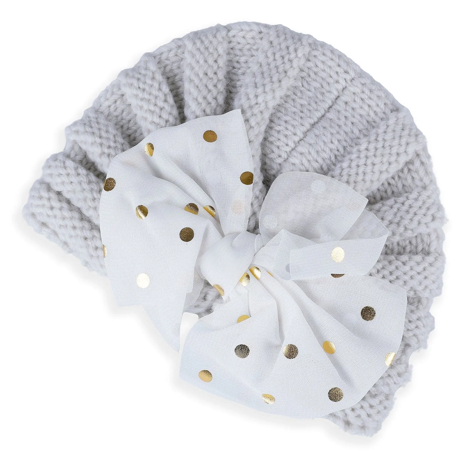 Baby Moo Partywear Sequence Bow 2 Pack Turban Caps - Lilac And White