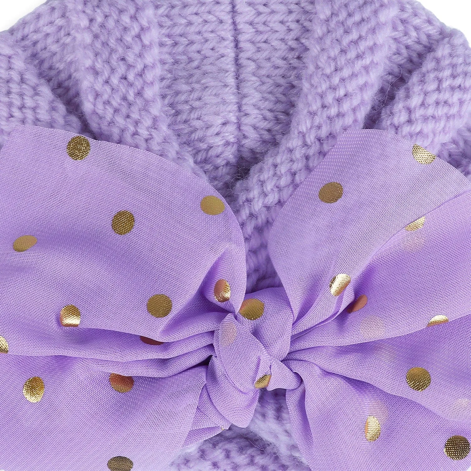 Baby Moo Partywear Sequence Bow 2 Pack Turban Caps - Lilac And White