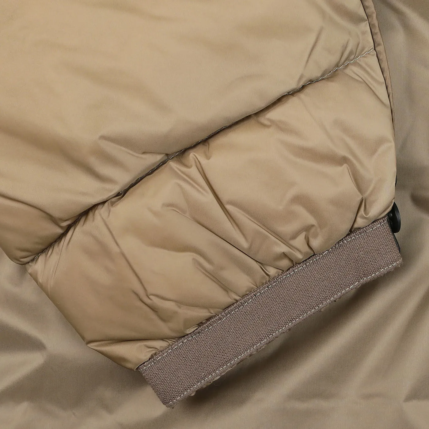 Beige Nylon Down Padded Liner Hood Jacket