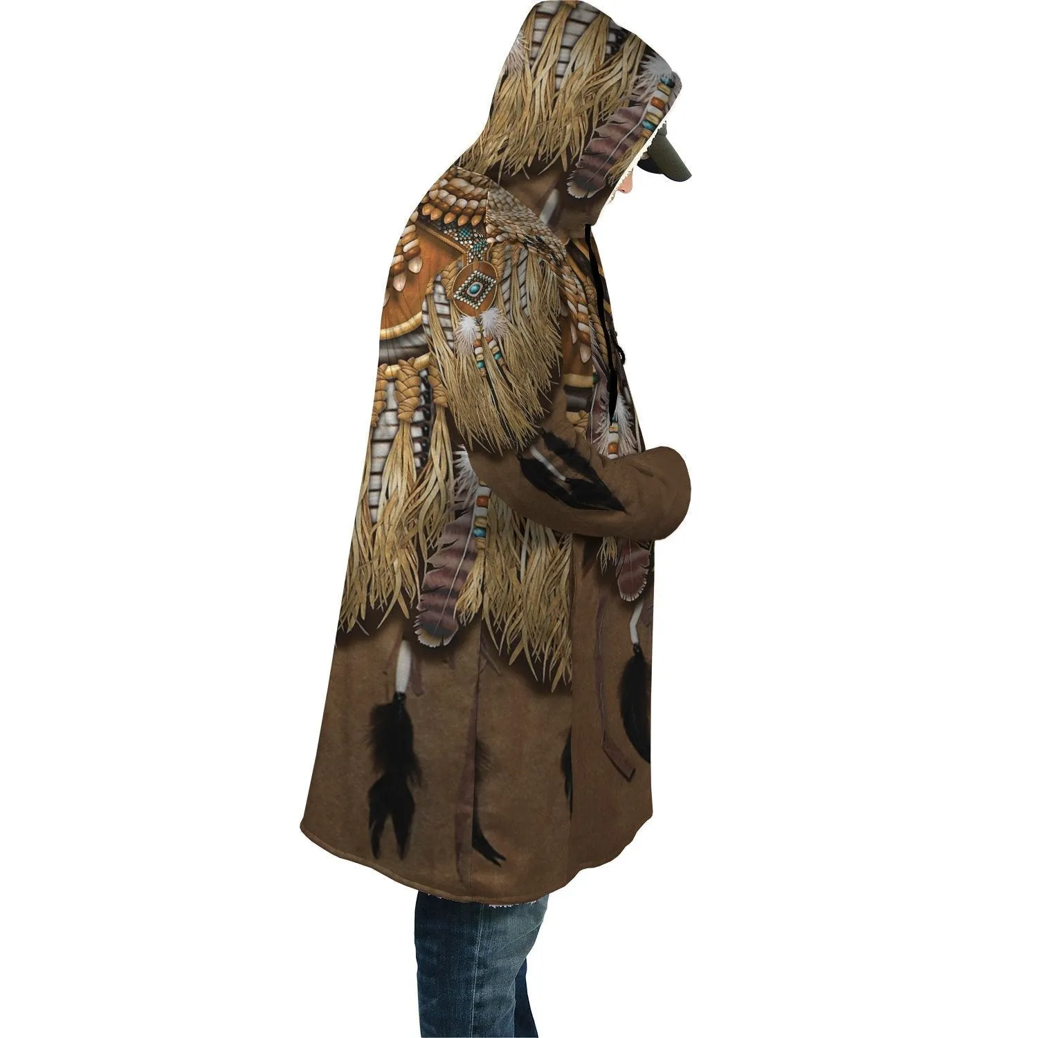 Best Selling Native Pattern Horn Button Long Fleece Windbreaker WCS