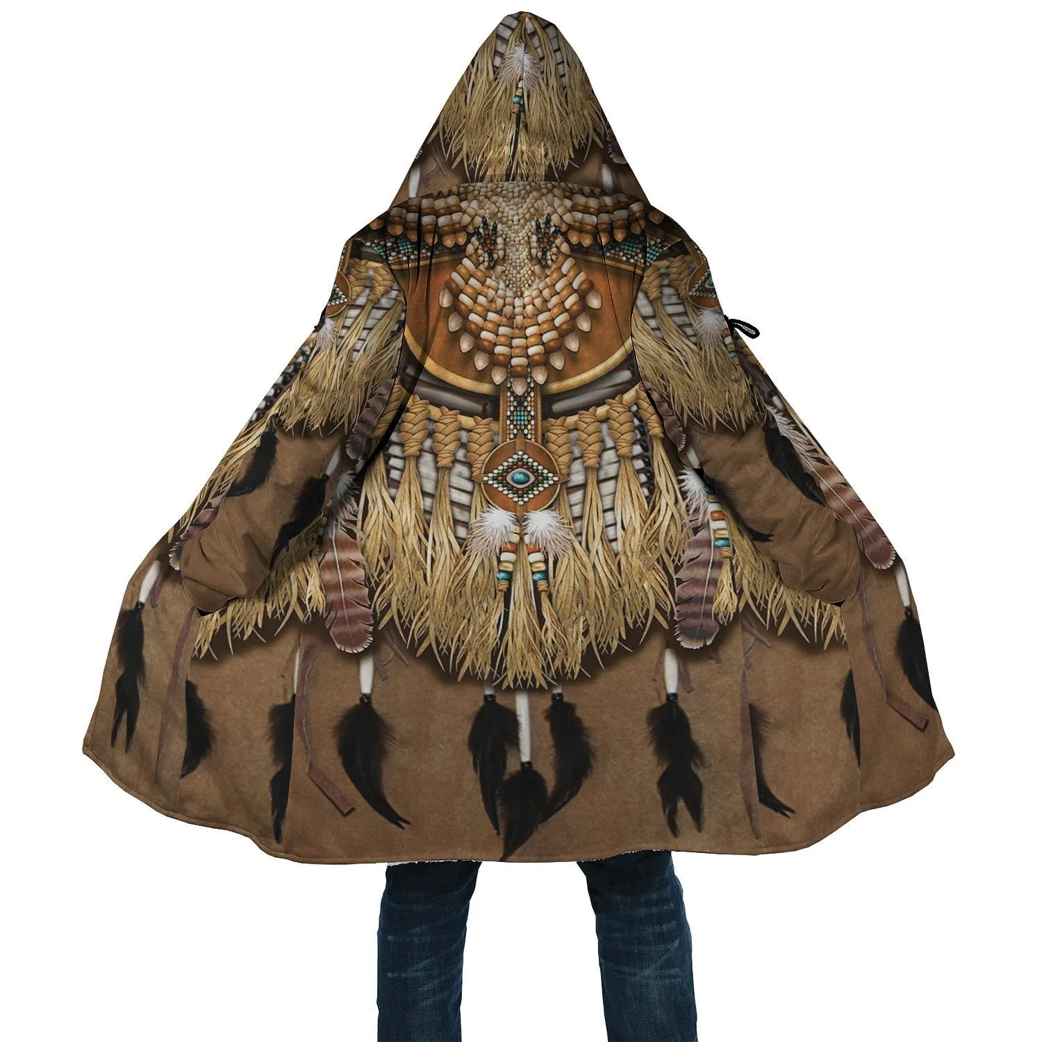 Best Selling Native Pattern Horn Button Long Fleece Windbreaker WCS