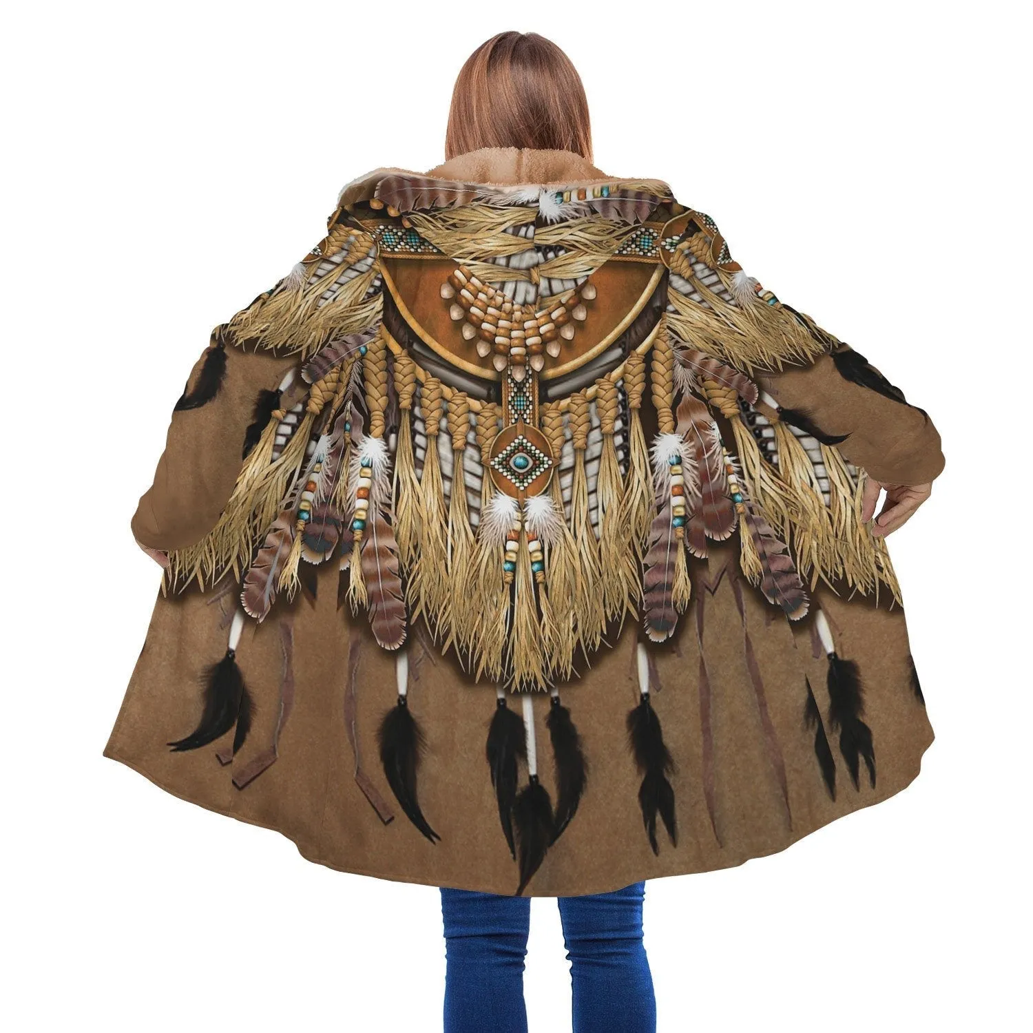 Best Selling Native Pattern Horn Button Long Fleece Windbreaker WCS