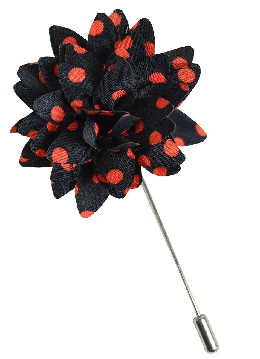 Black and Red Polka Dots Lapel Flower