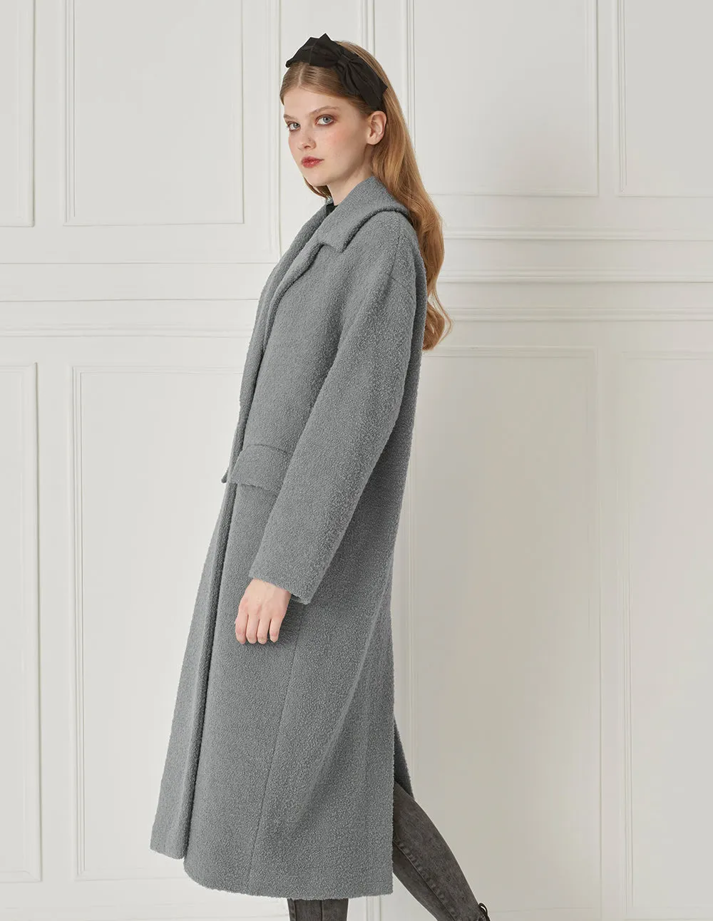 BORA AKSU Elegant Lapel Loose Fit Wool Coat