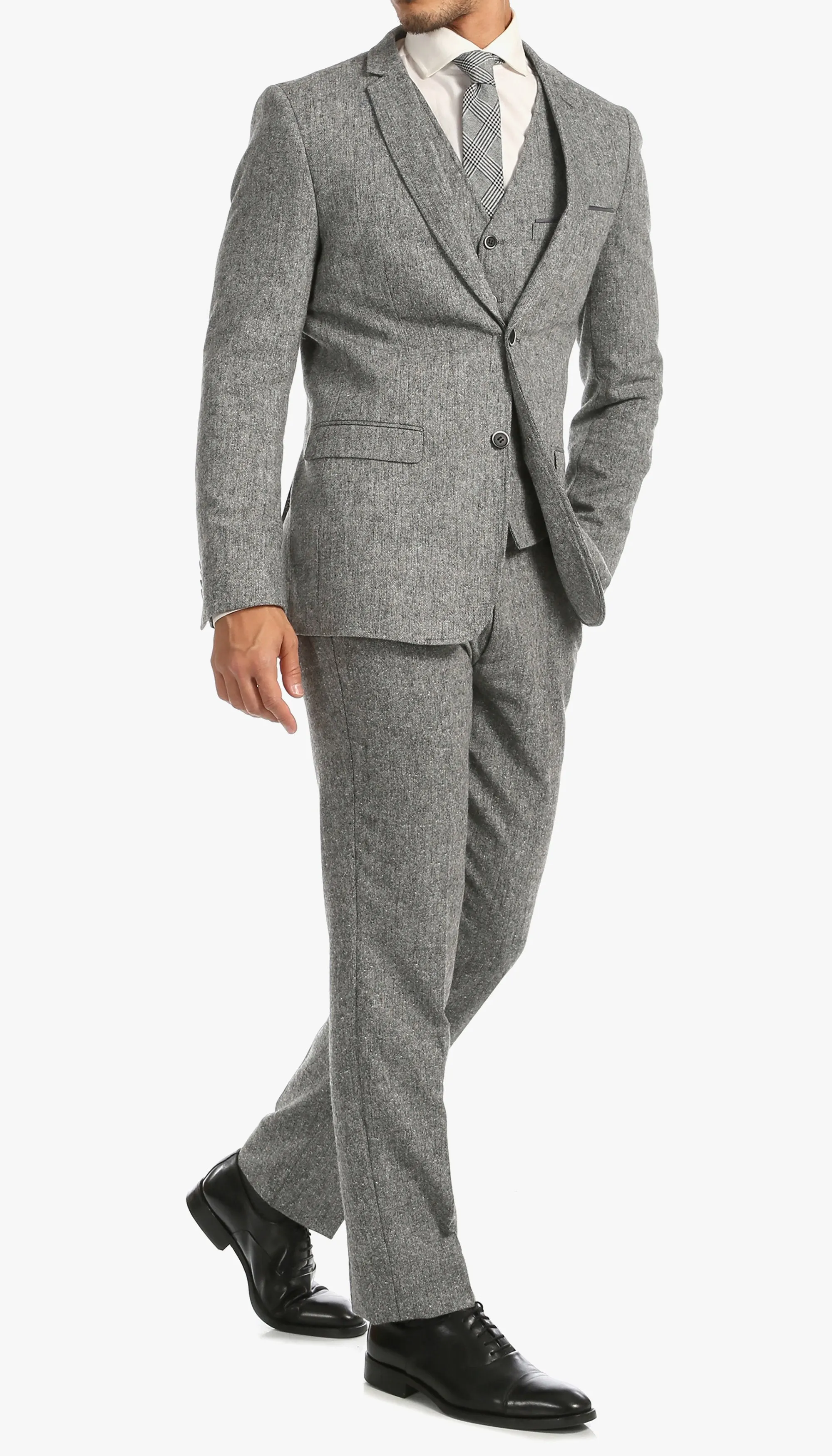 Bradford Grey Slim Fit 3 Piece Tweed Suit