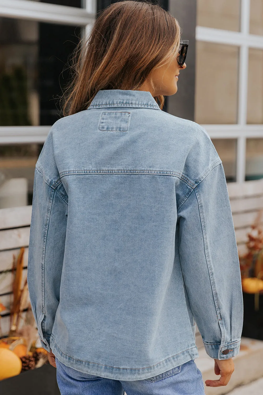 Button Down Collared Denim Jacket