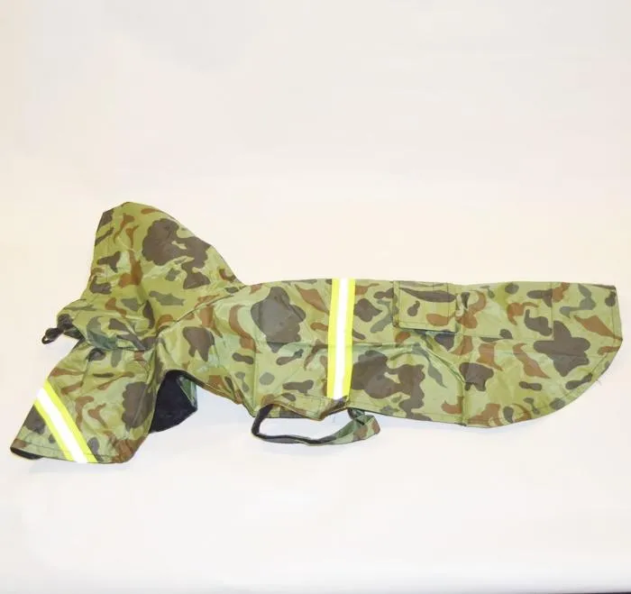 Camouflage Dog Rain Coat With Reflective Strip