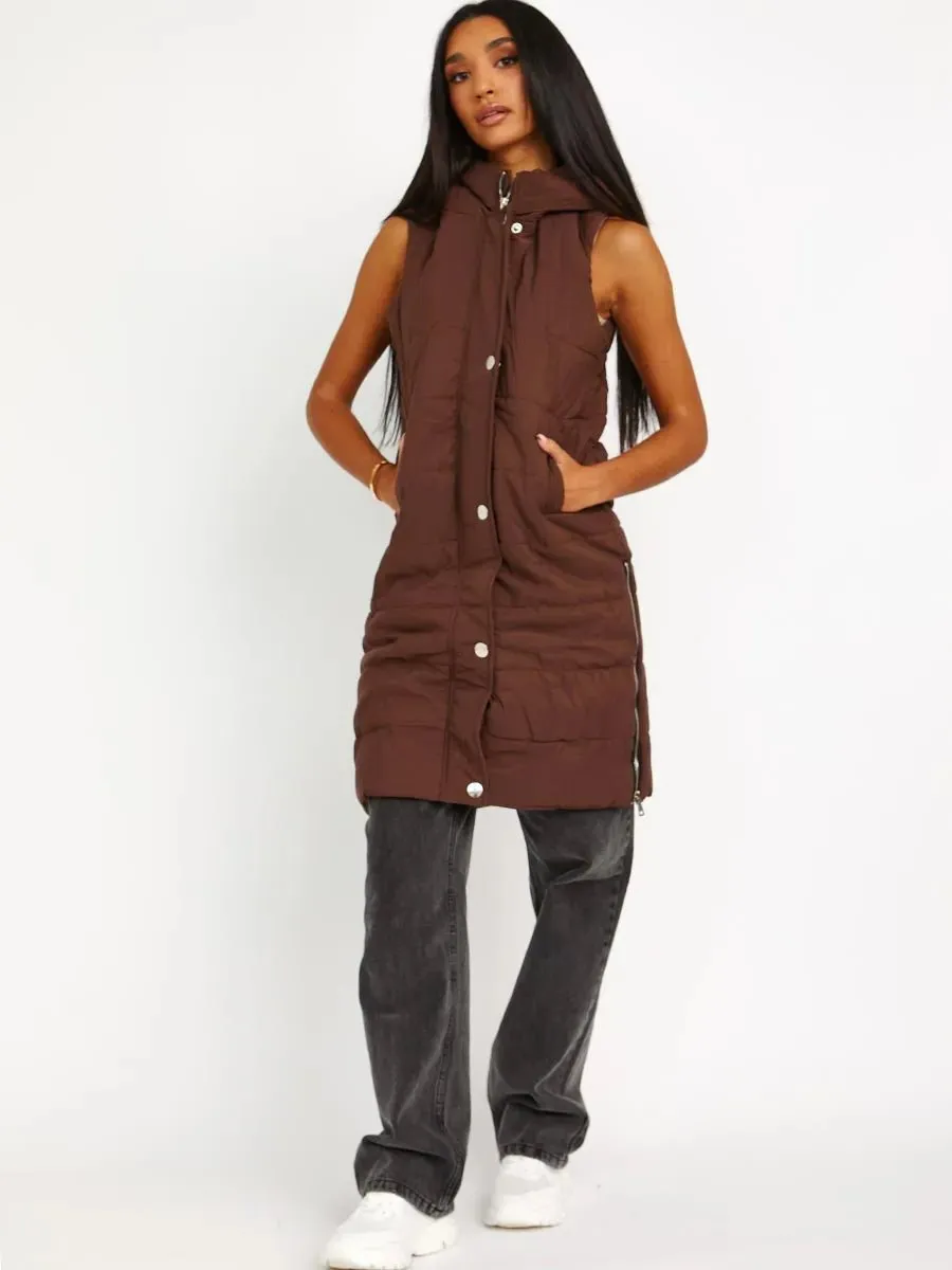 Chocolate Brown longline gilet