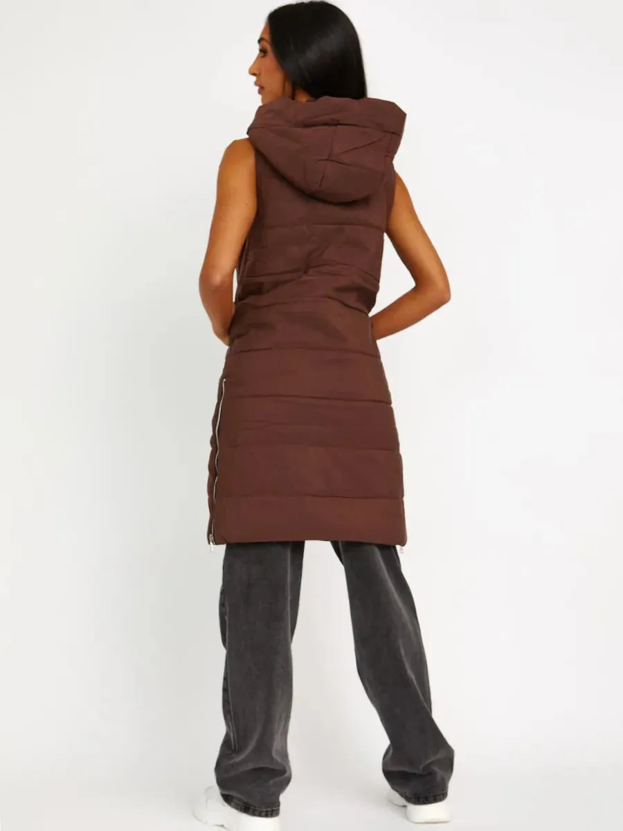 Chocolate Brown longline gilet