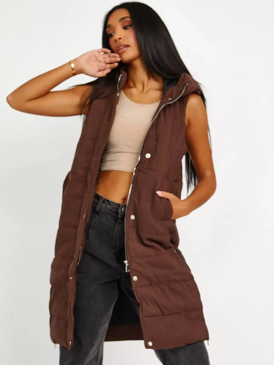 Chocolate Brown longline gilet