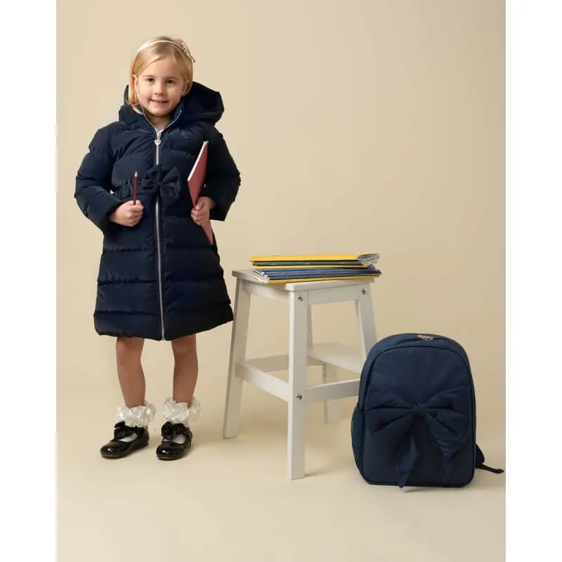 Girls Navy Padded Puffer Coat