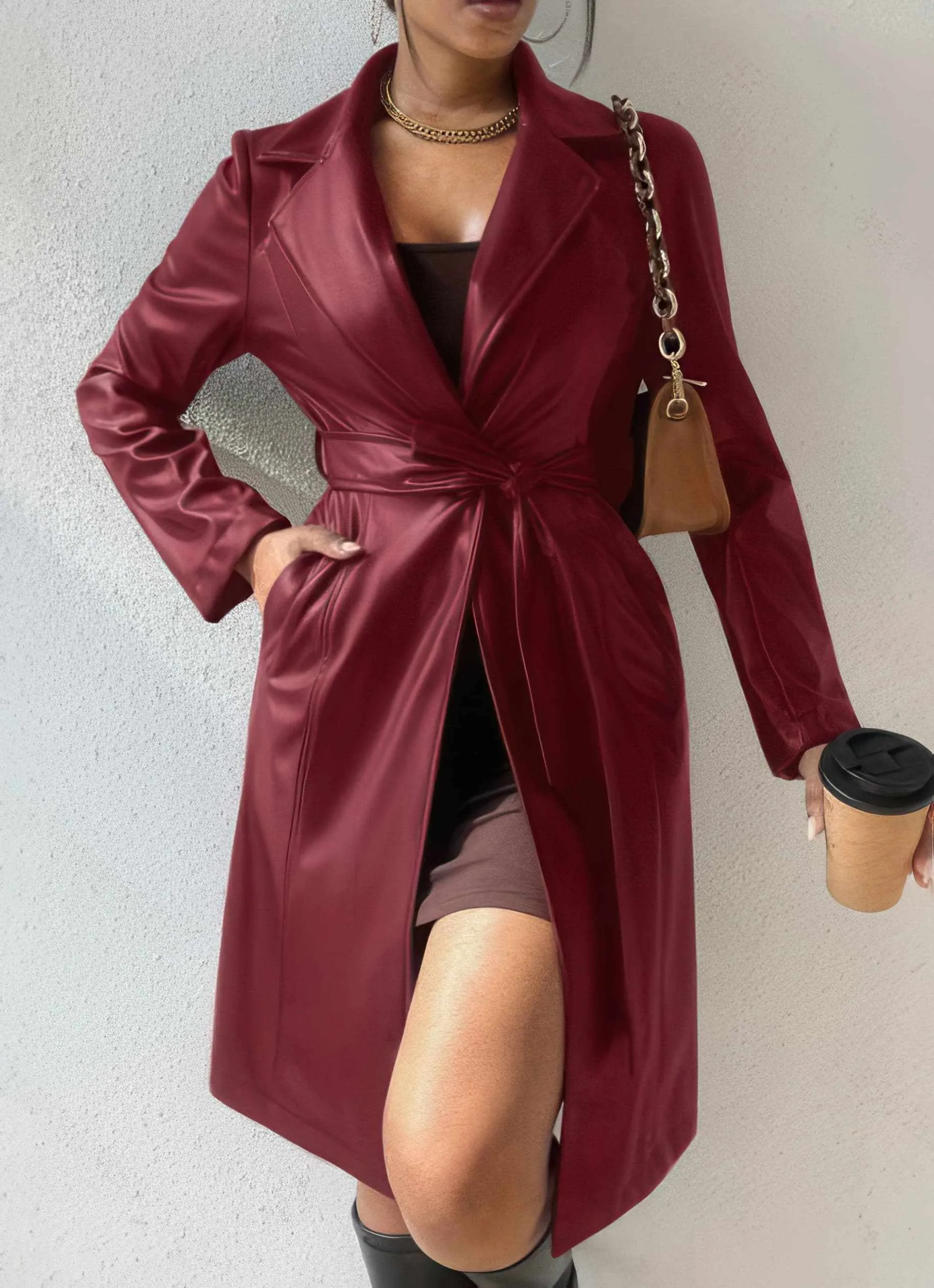 Glow Chic's Slim Long Sleeved Trench Coat