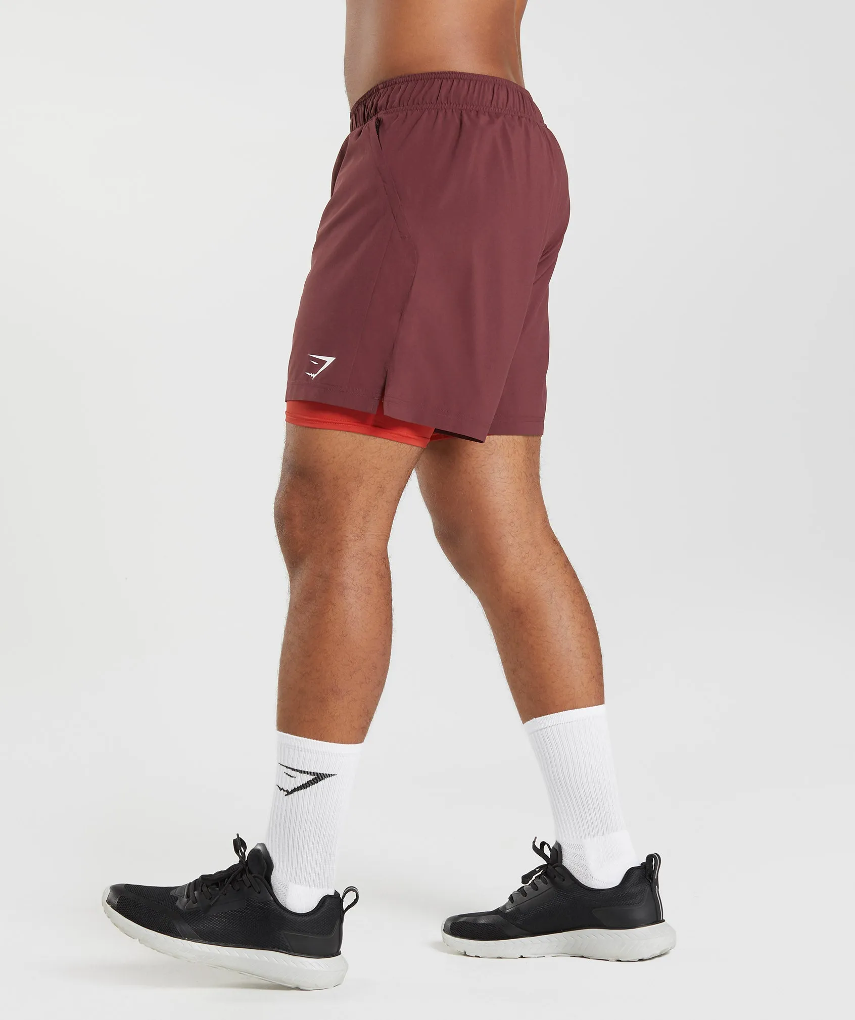 Gymshark Sport 7" 2 In 1 Shorts - Baked Maroon/Salsa Red