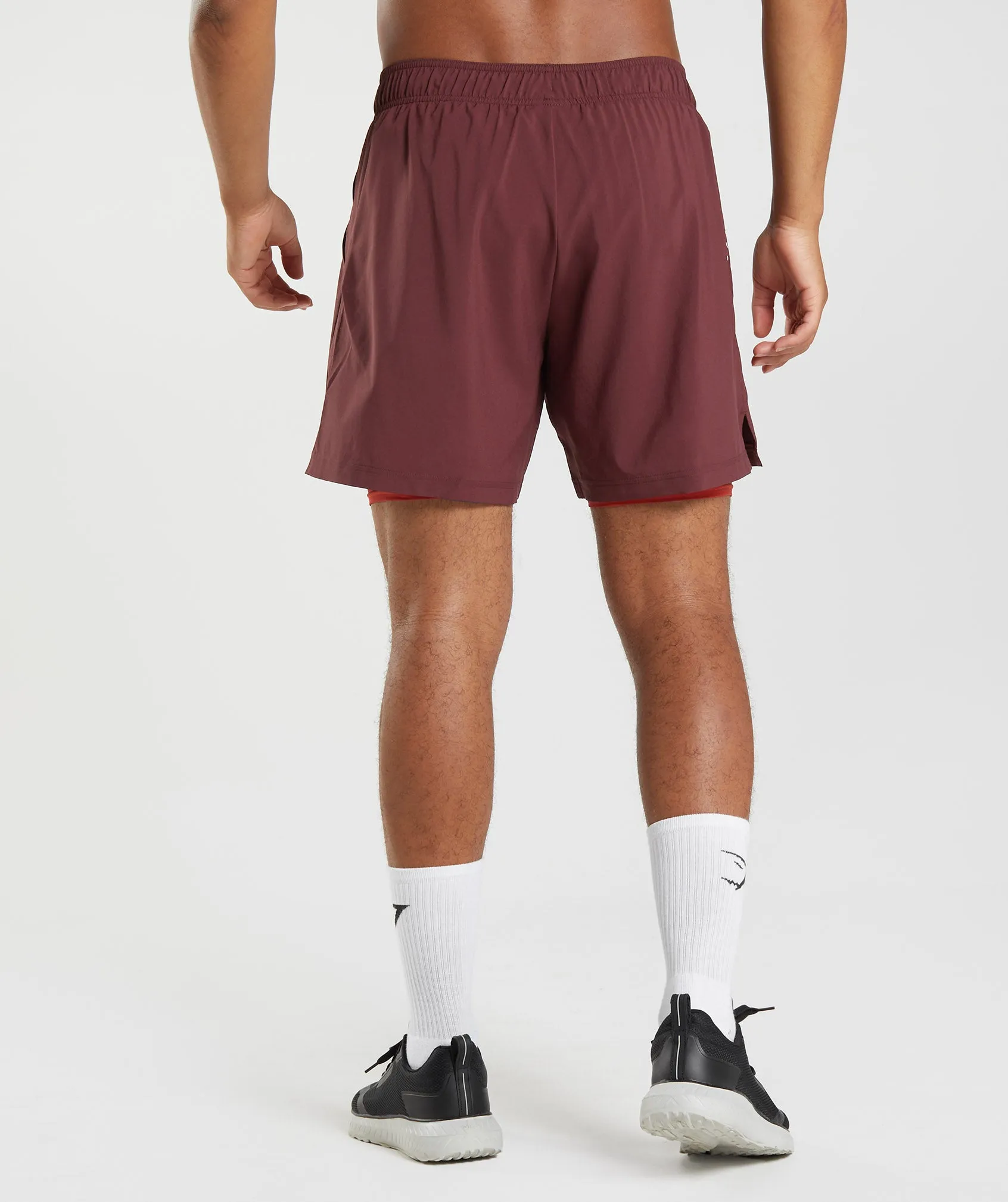 Gymshark Sport 7" 2 In 1 Shorts - Baked Maroon/Salsa Red