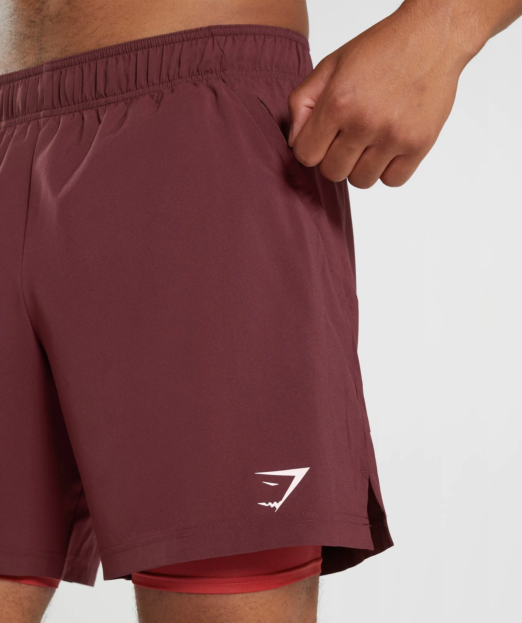 Gymshark Sport 7" 2 In 1 Shorts - Baked Maroon/Salsa Red