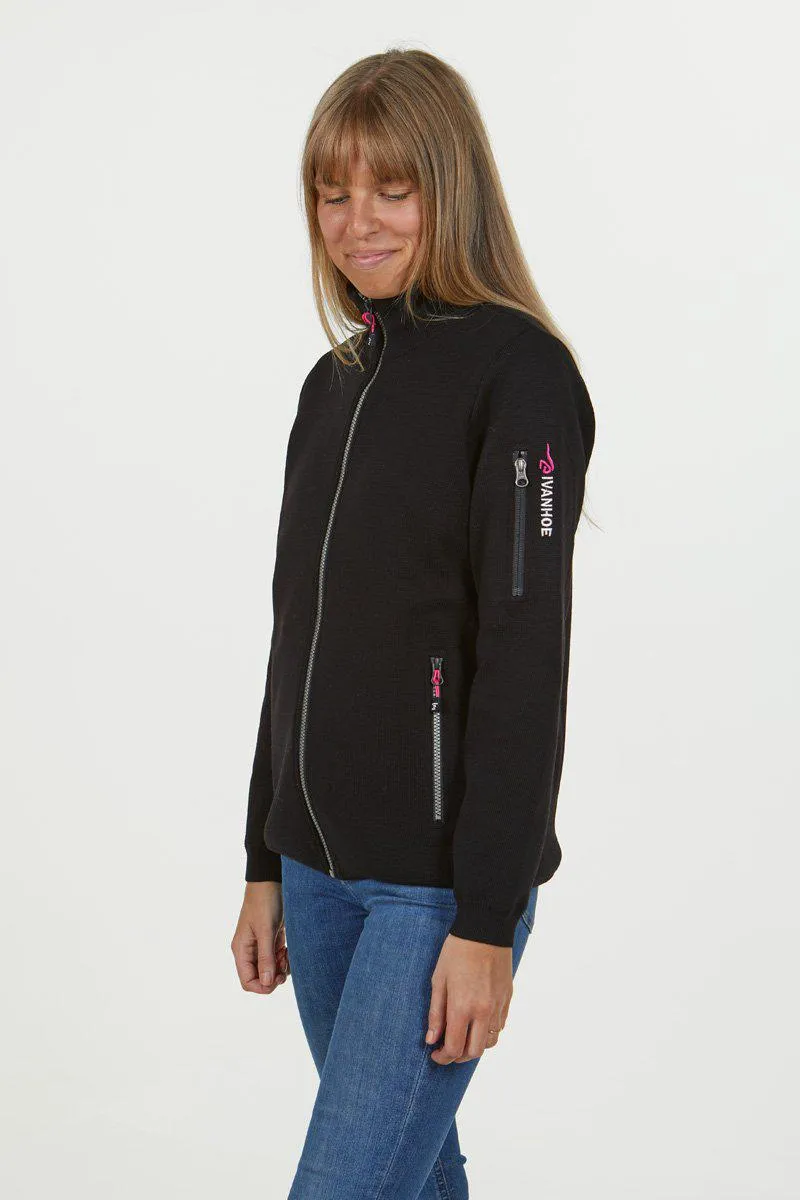 HEDDA WINDBREAKER, 100% EXTRA FINE MERINOULL  — BLACK