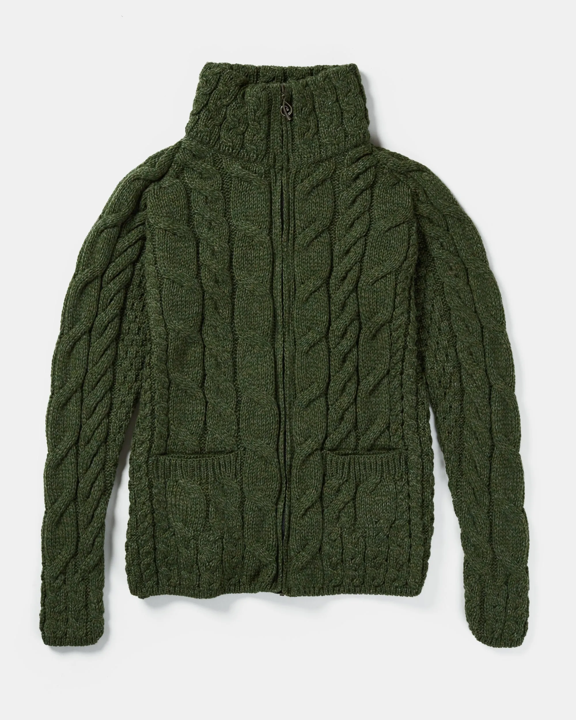 Irish Shaped Mock Turtleneck Cardigan