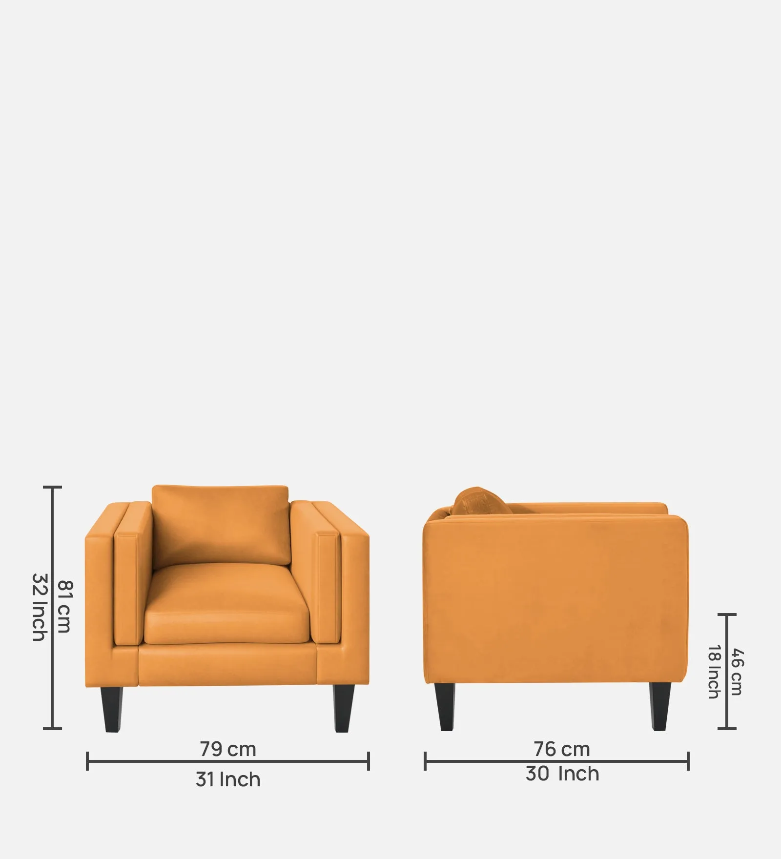 Jasper Velvet 1 Seater Sofa in Tangerine orange Colour