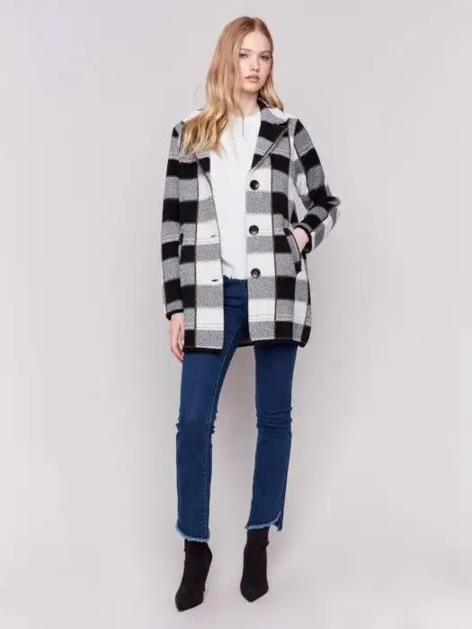 Knit Plaid Coat