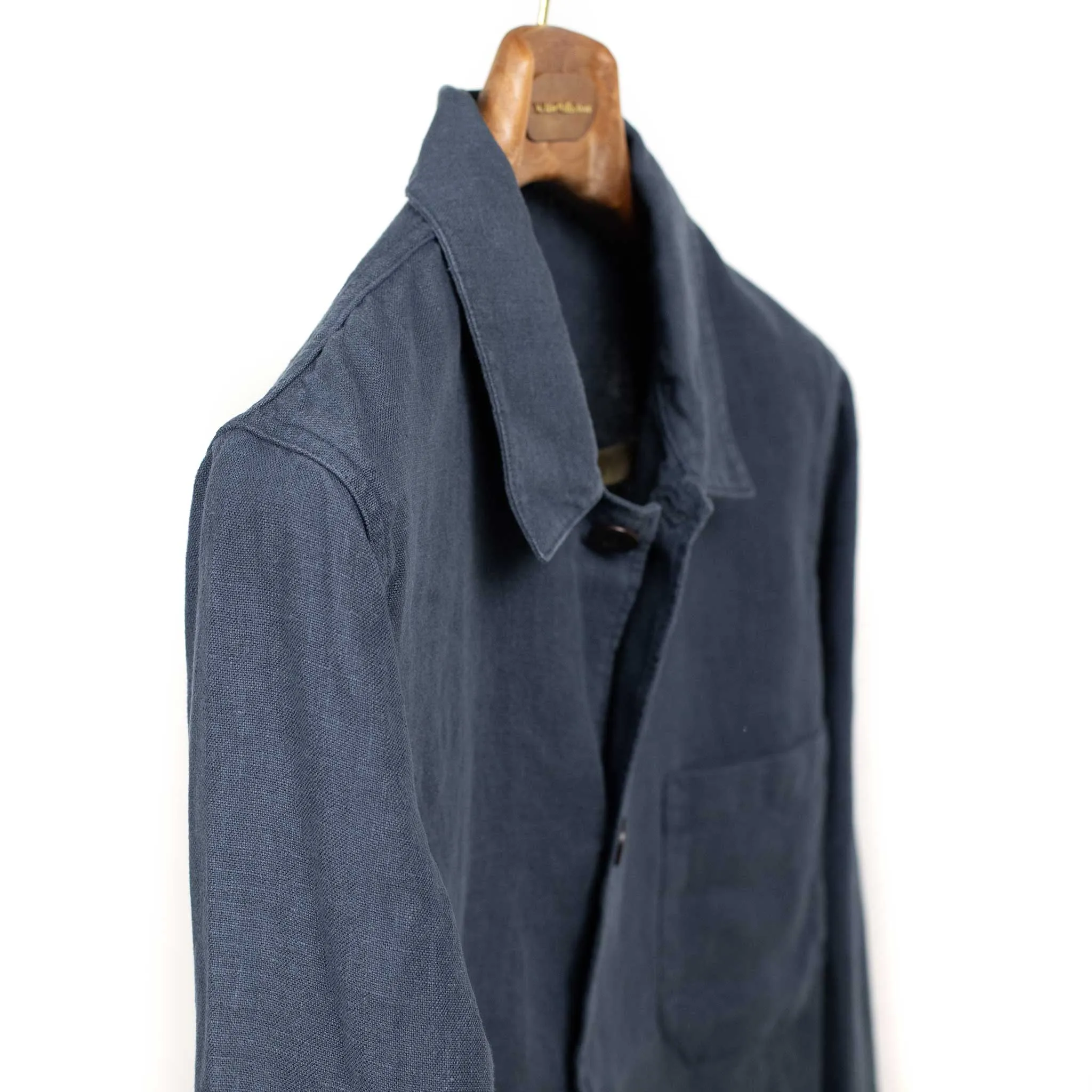 Labura unlined chore jacket in navy blue washed linen (restock)