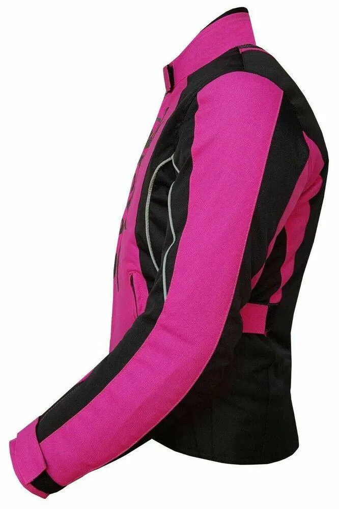 Ladies Motorcycle Suit Waterproof CE Armoured Motorbike Jacket Trouser Set Pink