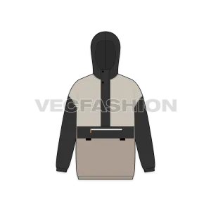 Men Oversized Jacket Vector Flat Sketch