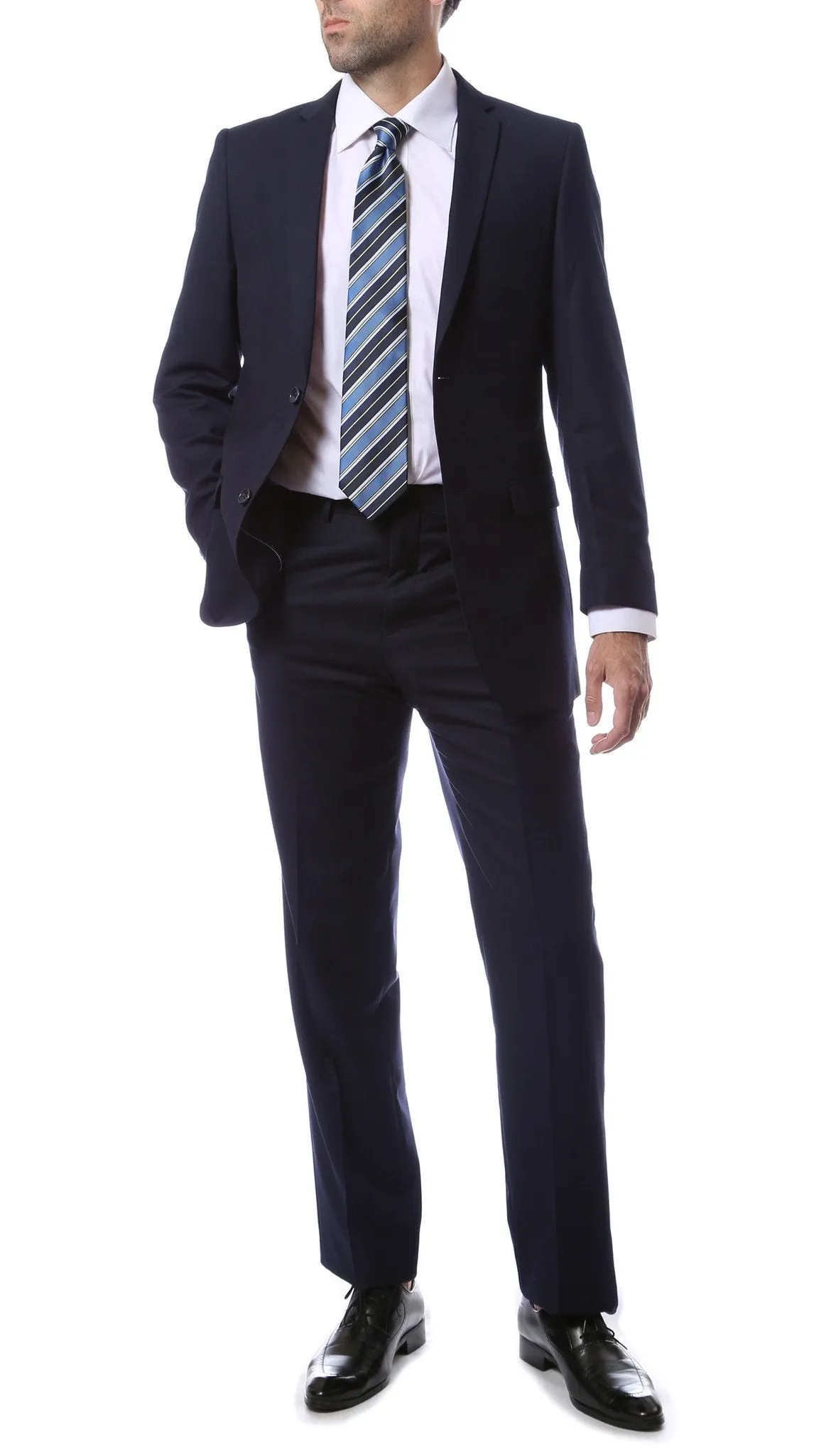 Mens 2 Button Navy Blue Regular Fit Suit