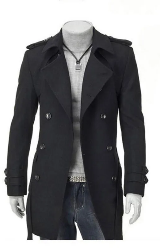 Men's Classic Solid Woolen Knit Long Sleeve Coat