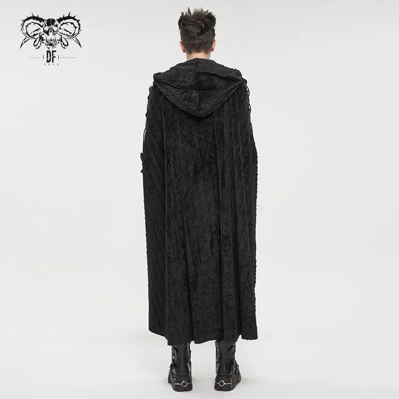 Men's Gothic Strappy Split Buckle Coat with Hood