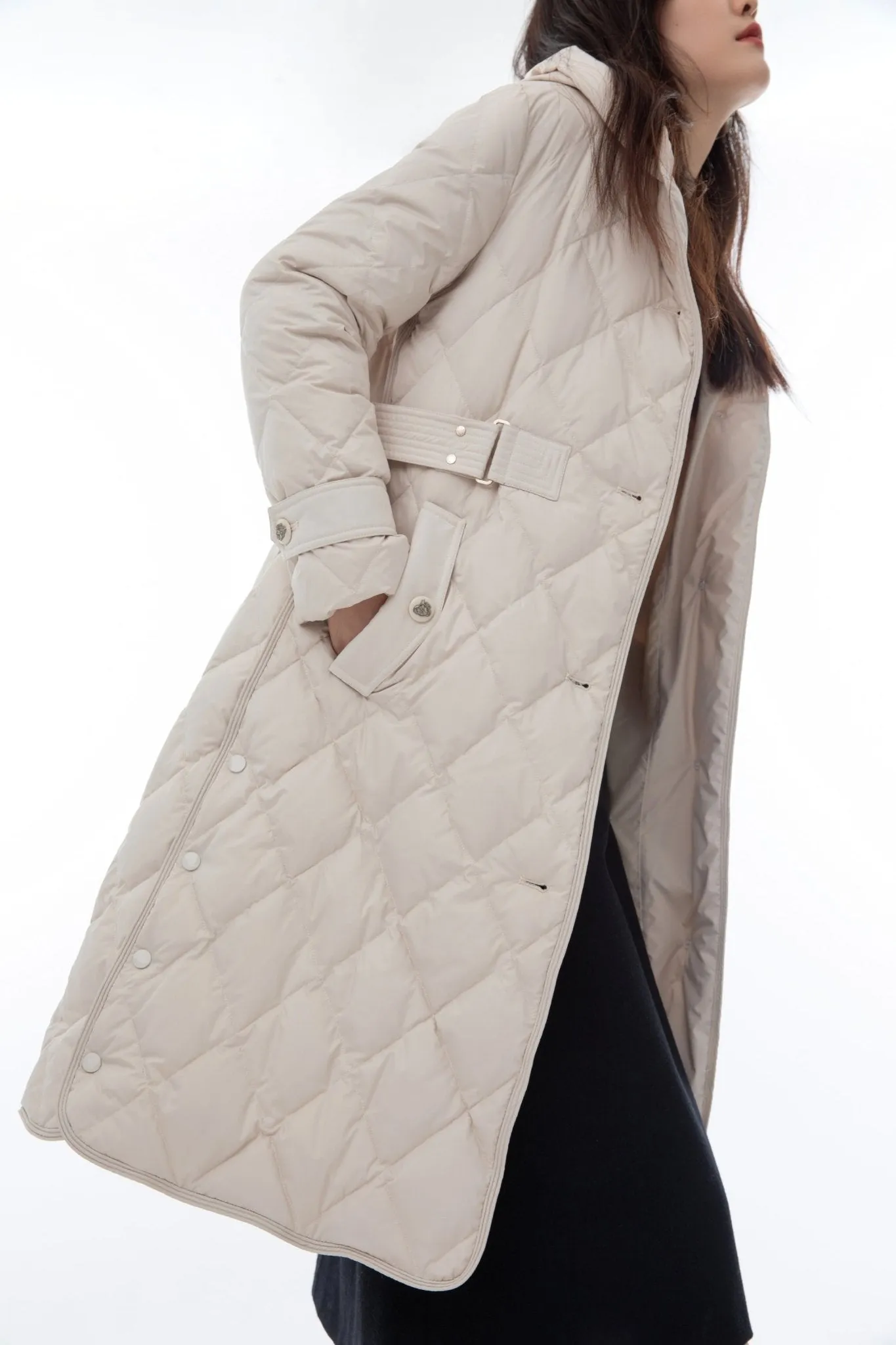 Morganite Hooded Long Down Jacket