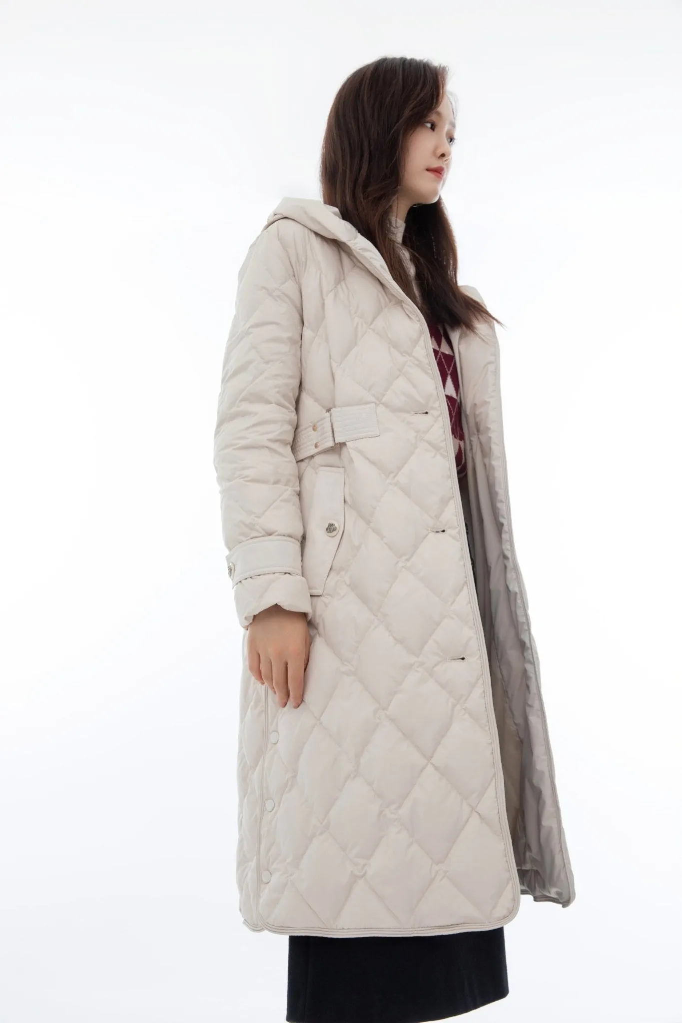 Morganite Hooded Long Down Jacket