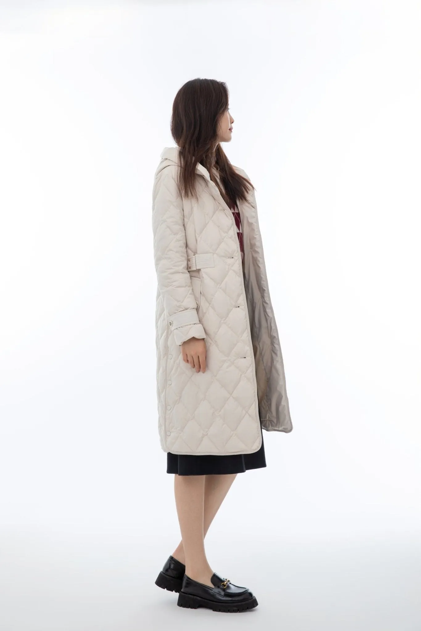 Morganite Hooded Long Down Jacket