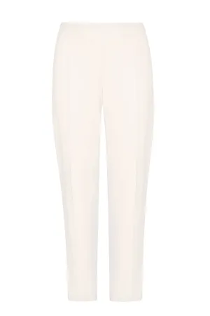 Narrow Trousers with Pressed Crease Detail in Ivory Wool Sateen - Phoebe