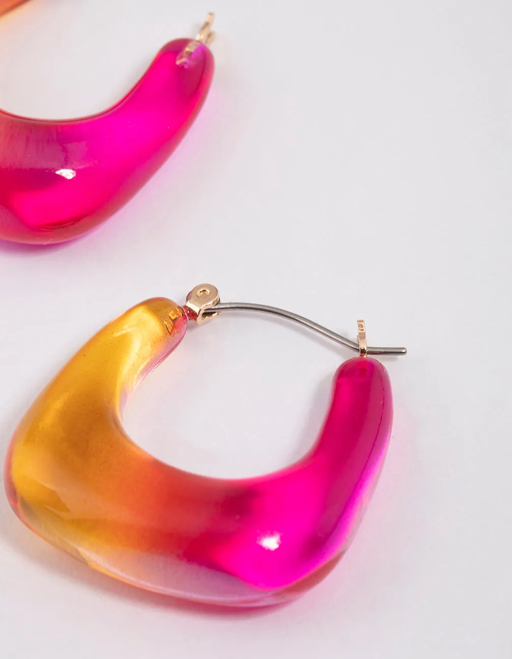 Plastic Square Ombre Hoop Earrings