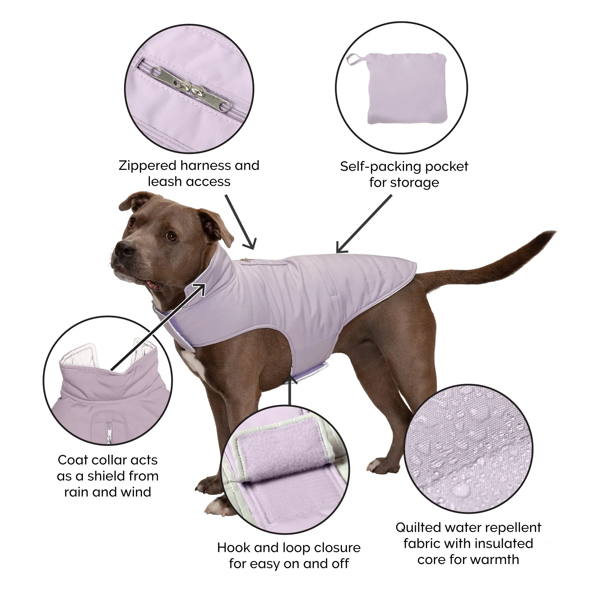 Reversible Reflective Puffer Dog Coat