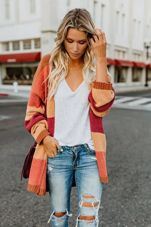 Roman Rusty Orange Stripe Cardigan