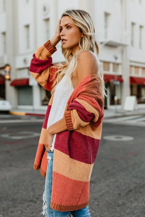 Roman Rusty Orange Stripe Cardigan