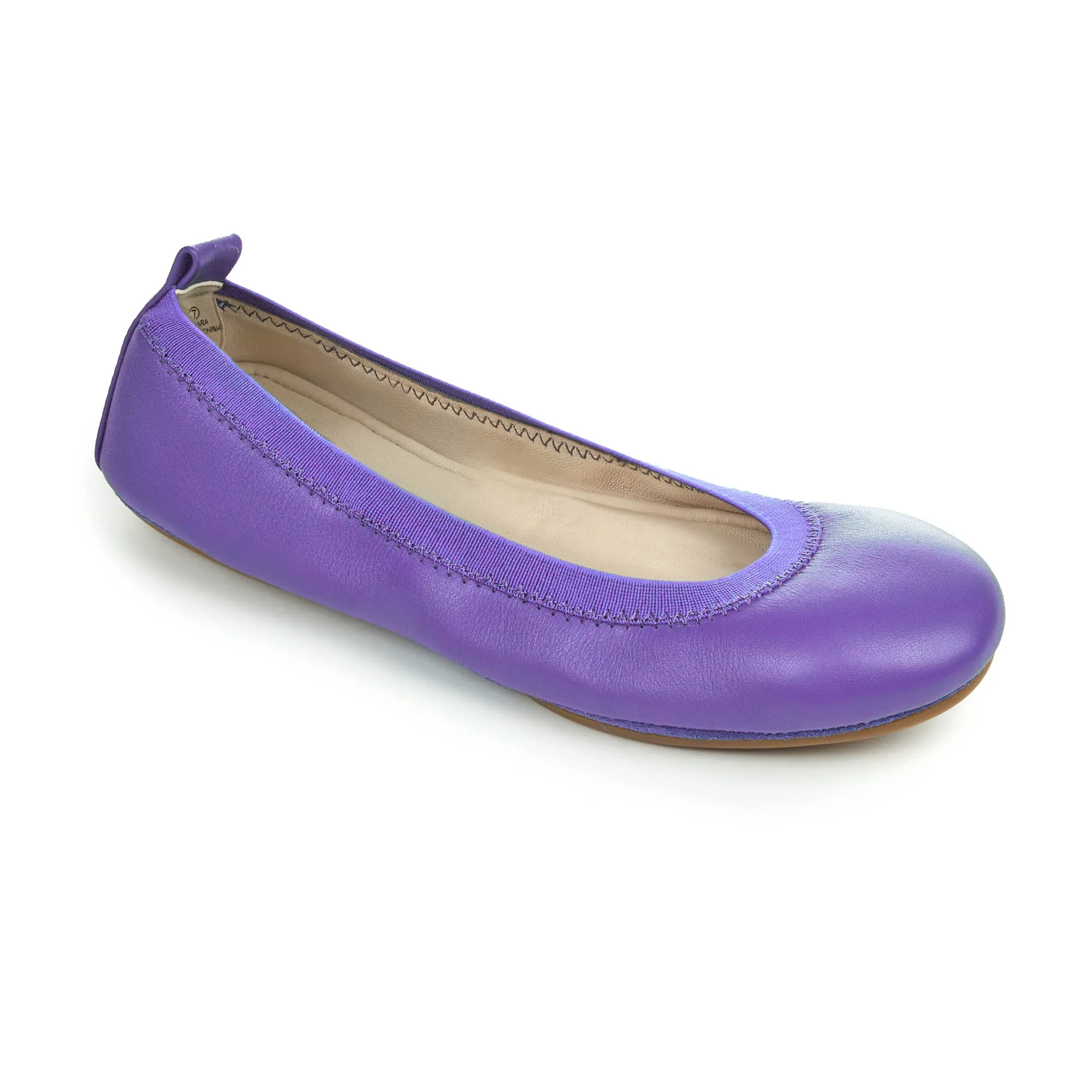 Samara Foldable Ballet Flat in Purple Mauve Leather