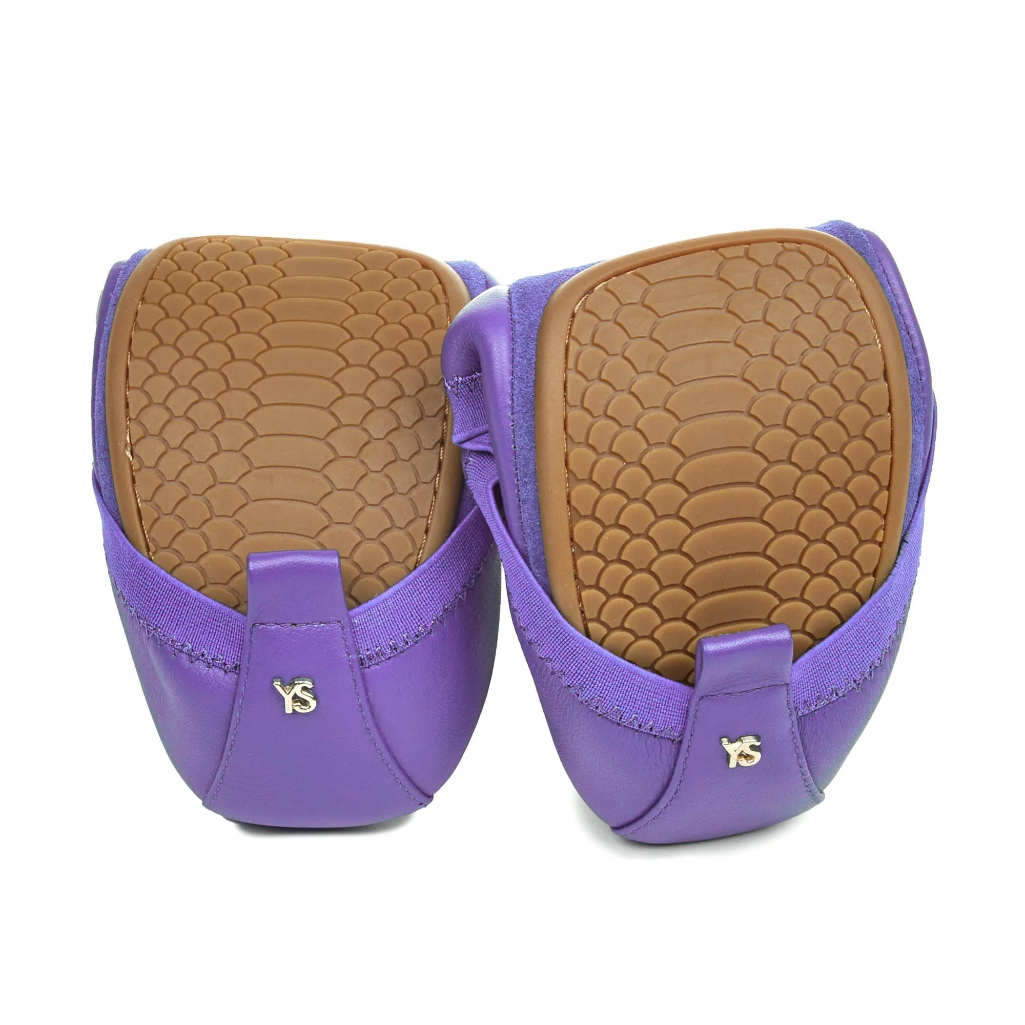 Samara Foldable Ballet Flat in Purple Mauve Leather