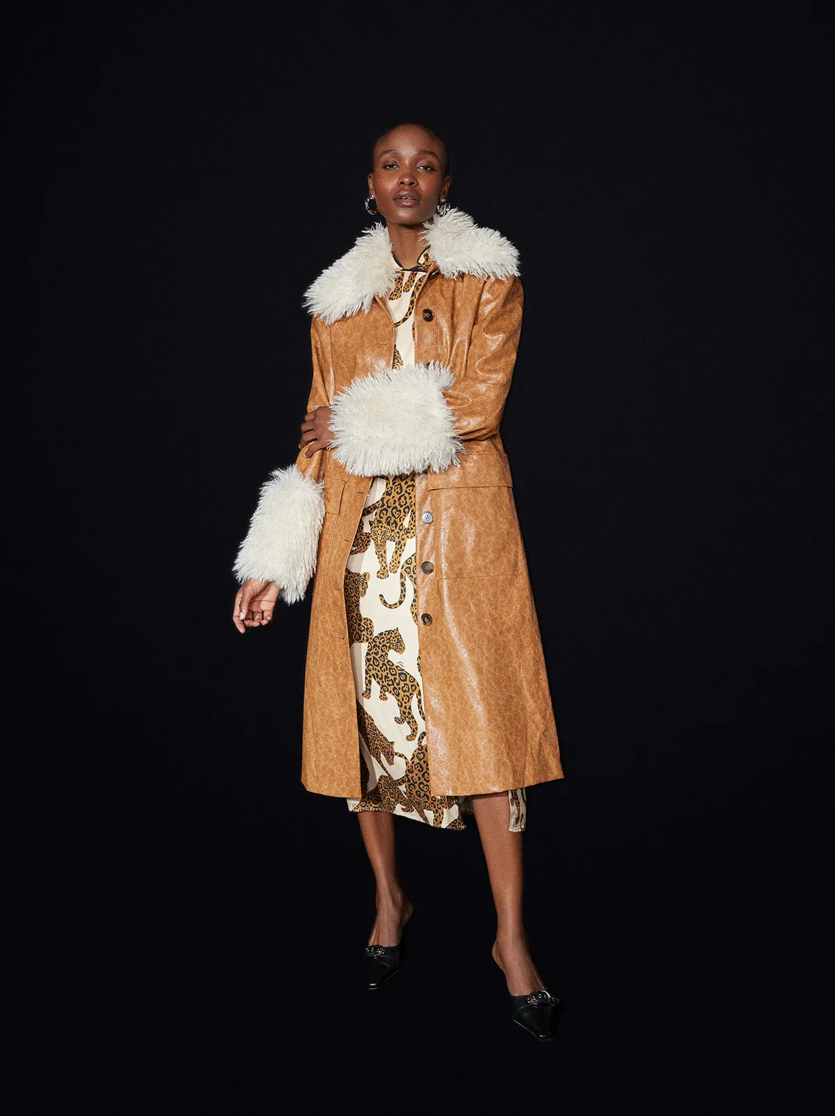 Simone Brown Vinyl Coat