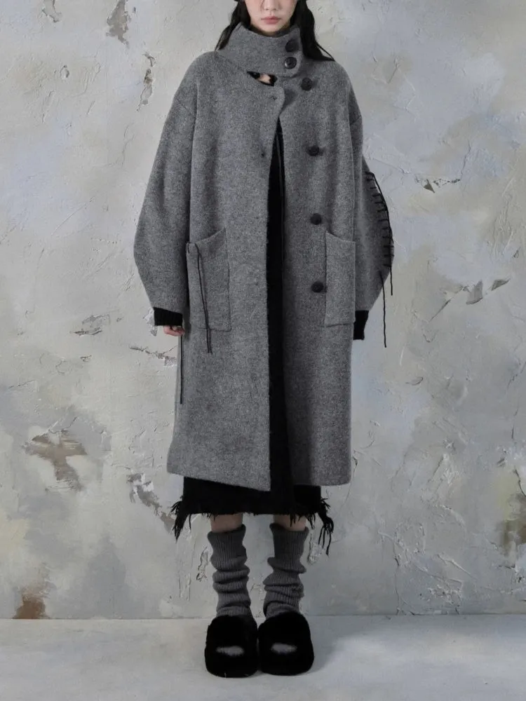 Stand Collar Loose Long Soft Waxy Coat【s0000004411】