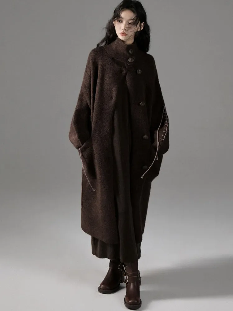 Stand Collar Loose Long Soft Waxy Coat【s0000004411】