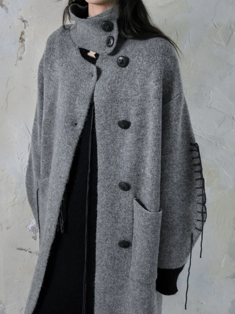 Stand Collar Loose Long Soft Waxy Coat【s0000004411】