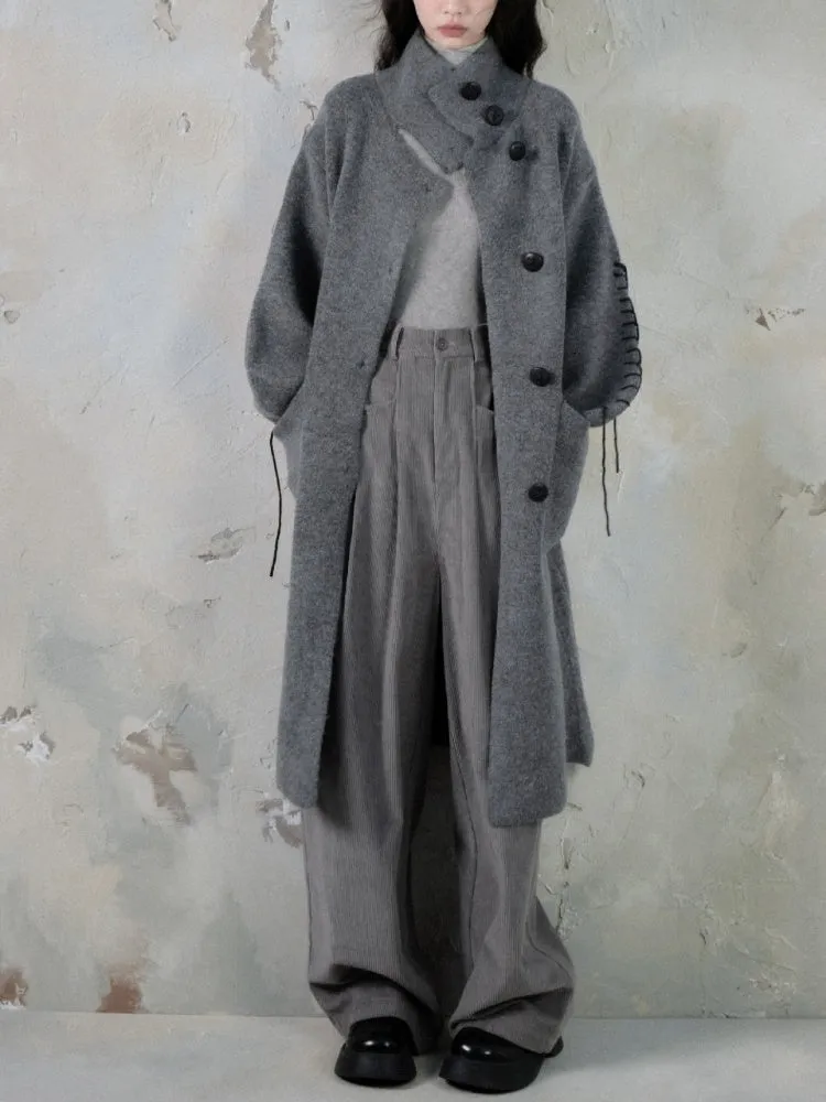 Stand Collar Loose Long Soft Waxy Coat【s0000004411】