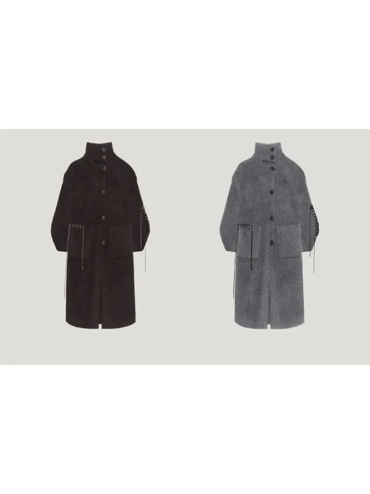 Stand Collar Loose Long Soft Waxy Coat【s0000004411】