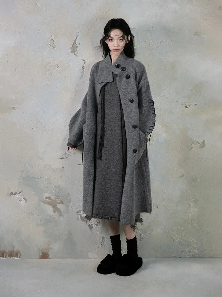 Stand Collar Loose Long Soft Waxy Coat【s0000004411】